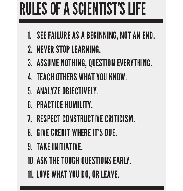 Click to download a Rules of a Scientist's Life poster