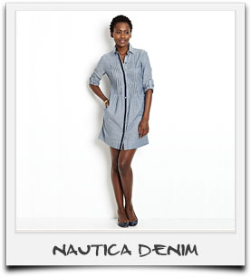 Nautica Chambray Pleated Dress